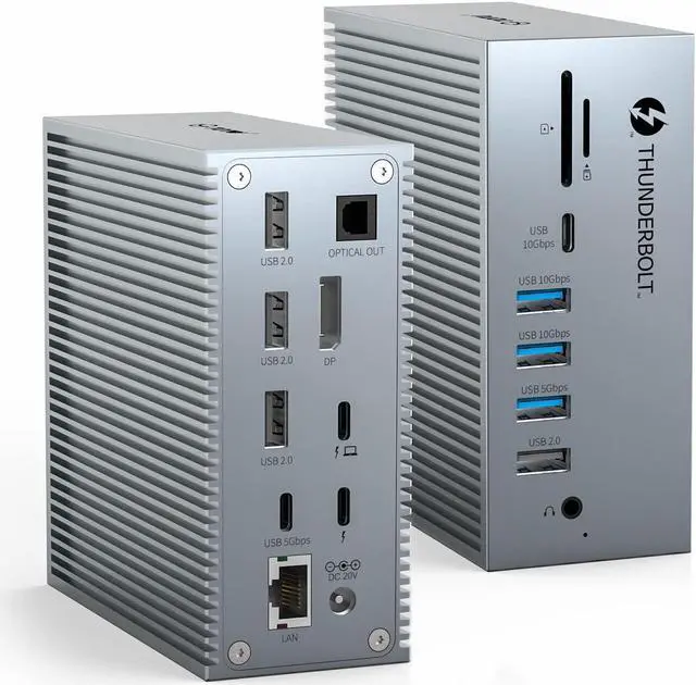 Main image of Thunderbolt 3 Dock, TOTU 18-in-1 Thunderbolt 3 USB C Docking Station with 8K DP, 1 Gbps Ethernet, USB-A 10Gbps, USB-C 3.2, SD/TF, Audio, Optical Out