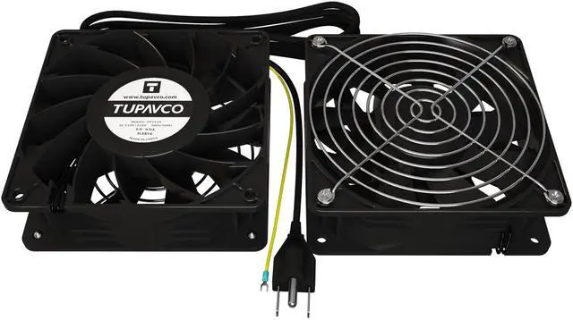 Alt view image 5 of 5 - Network Cabinet Fan (Dual 2pc Kit) Server Rack Cooling (Rackmount Muffin Extra Strong Fans Pair 120mm 4in) Steel Frame Ventilation with 110V AC/Ground Cable - Tupavco TP1510