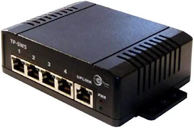 Main image of 12-57V 5 Port High Power Passive POE 10/100BASET Unmanaged Switch. Max 2A per Port, PoE Pinout: 4,5V+; 7,8V-, 4 PoE Ports/1 Uplink Port, Incl DIN Rail Mt Kit, AutoCrossover, Ind Strength