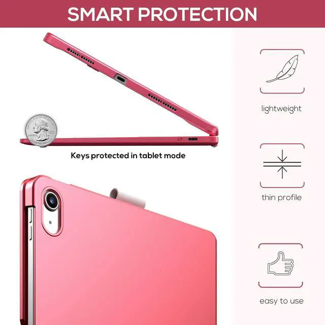 Alt view image 5 of 5 - typecase Touch iPad 10th Generation Case with Keyboard (10.9", 2022) and iPad A16 (11th Gen, 2025)  360° Rotatable, 11-Color Backlit, Multi-Touch Trackpad, Thin & Light (Pink)