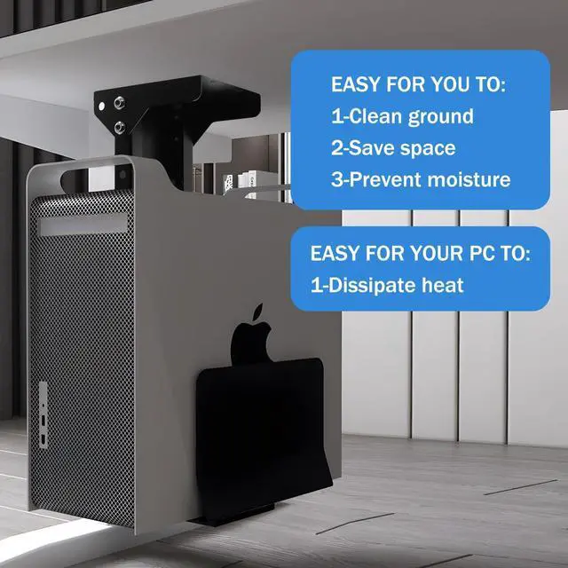 Alt view image 4 of 5 - Heavy Duty Computer Wall Mount PC Case - Upgraded, Also Great for PC Mount Under Desk - Height Adjustable from 11" to 21", Width Adjustable from 5.5" to 9.8", Computer Tower Under Desk Home Office