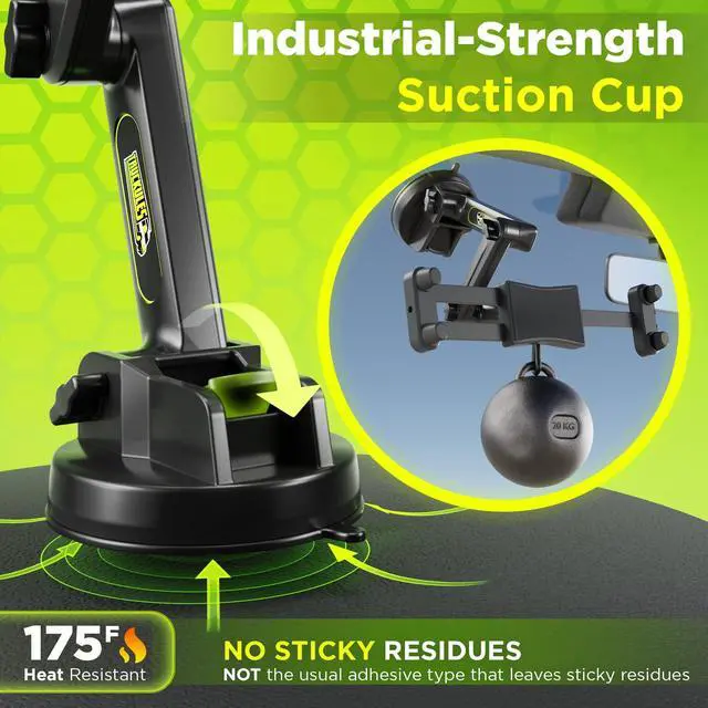 Alt view image 4 of 5 - Commercial Truck Tablet Mount & Green Big Rig Truck Phone Mount, Heavy Duty Tablet & iPad Holder, Cell Phone Device Holder for Dashboard, Windshield & Window, Super Stable Suction Cup (1 TM & 1 PM)