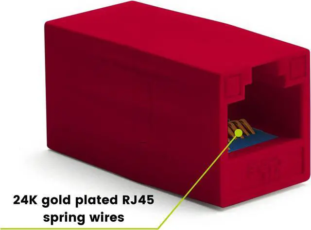 Alt view image 2 of 5 - trueCABLE Cat6 Inline Coupler, Unshielded (UTP), PoE++ (4PPoE), UL Listed, ETL Verified, ANSI/TIA 568-2.D Cat 6 Performance Compliant, Female to Female RJ45 Couplers, Red, 12 Pack