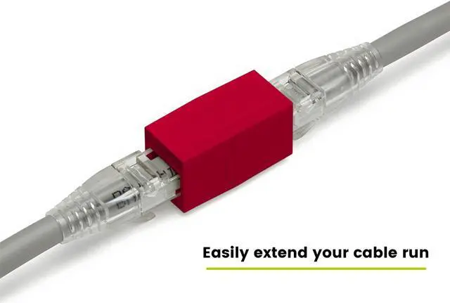 Alt view image 4 of 5 - trueCABLE Cat6 Inline Coupler, Unshielded (UTP), PoE++ (4PPoE), UL Listed, ETL Verified, ANSI/TIA 568-2.D Cat 6 Performance Compliant, Female to Female RJ45 Couplers, Red, 12 Pack