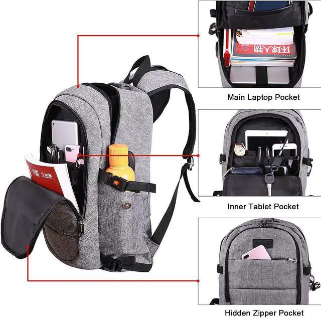 Alt view image 5 of 5 - Travel Laptop Backpack Water Resistant Anti-Theft Bag with USB Charging Port and Lock 17.3 Inch Computer Business Backpacks for Women Men Gift,Bookbag Casual Hiking Daypack