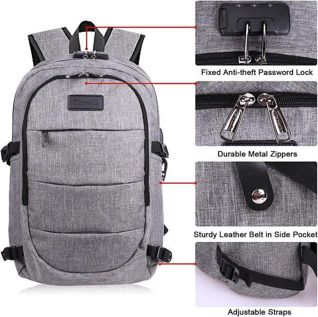 Alt view image 4 of 5 - Travel Laptop Backpack Water Resistant Anti-Theft Bag with USB Charging Port and Lock 17.3 Inch Computer Business Backpacks for Women Men Gift,Bookbag Casual Hiking Daypack