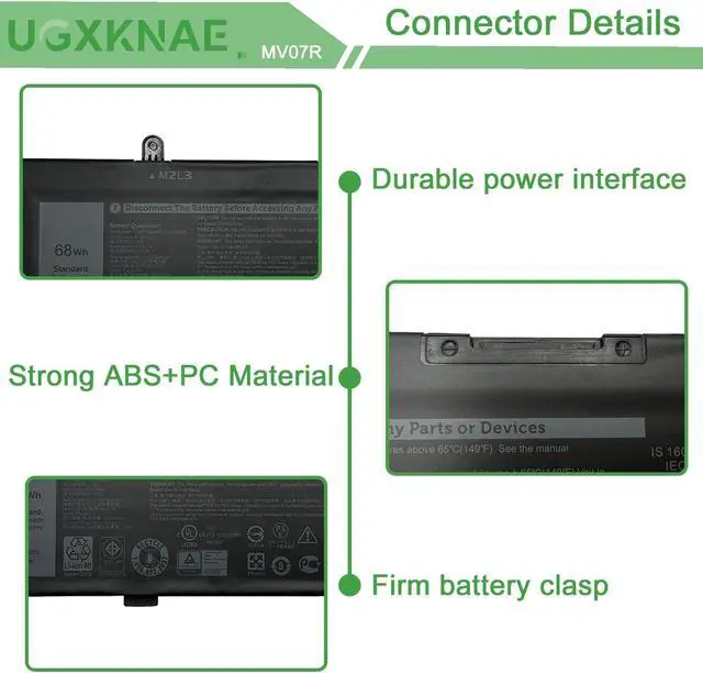 Alt view image 3 of 5 - UGXKNAE 68Wh MV07R Laptop Battery Compatible with Dell G3 15 3500 3590 3700 3790 G5 15 5500 5505 SE Series Notebook 72WGV 072WGV 0W5W19 W5W19 JJRRD 0JJRRD 266J9 M4GWP PN1VN
