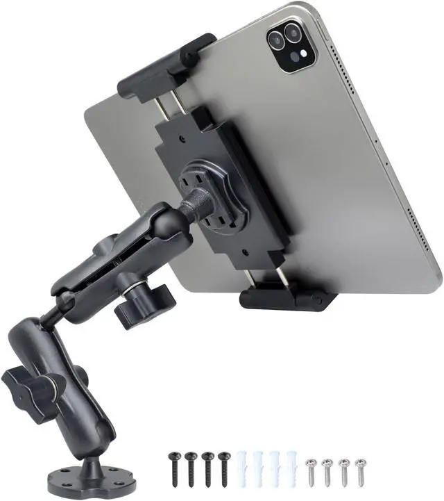Main image of VAUBORTTI Aluminum Heavy-Duty Dual Arm Tablet Mount with 4-Point 360° Rotation Drill Base - Fits 6.5"-12.9" Tablets (iPad, Galaxy Tab, Surface) - Versatile Mounting for Homes, Businesses, Vehicles