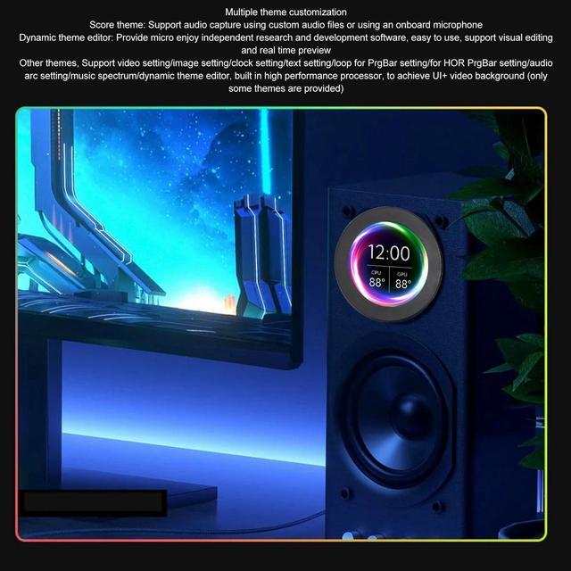 Alt view image 3 of 5 - 2.1inch AIO Computer Temp Monitor, CPU Cooler LCD Display Screen Upgrade Kit, PC Sensor Panel CPU Temp Monitor for Water Cooling Systems, for AIDA64 (Black)