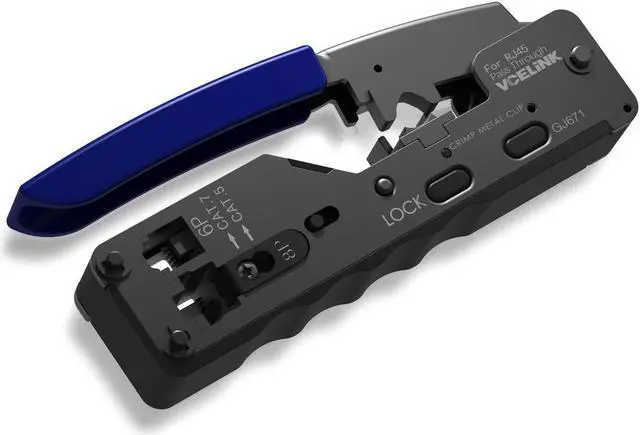 Alt view image 3 of 5 - VCELINK Ethernet RJ45 Pass Through Crimping Tool Bundle with 30-Pack Nickel Plated Shielded Cat6A/Cat7 RJ45 Modular Plug with Strain Relief Boots