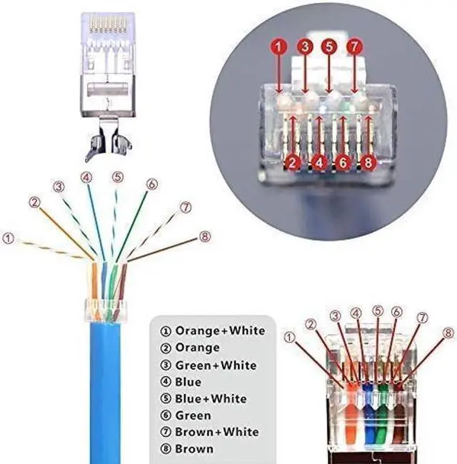 Alt view image 5 of 5 - VCELINK Ethernet RJ45 Pass Through Crimping Tool Bundle with 30-Pack Nickel Plated Shielded Cat6A/Cat7 RJ45 Modular Plug with Strain Relief Boots