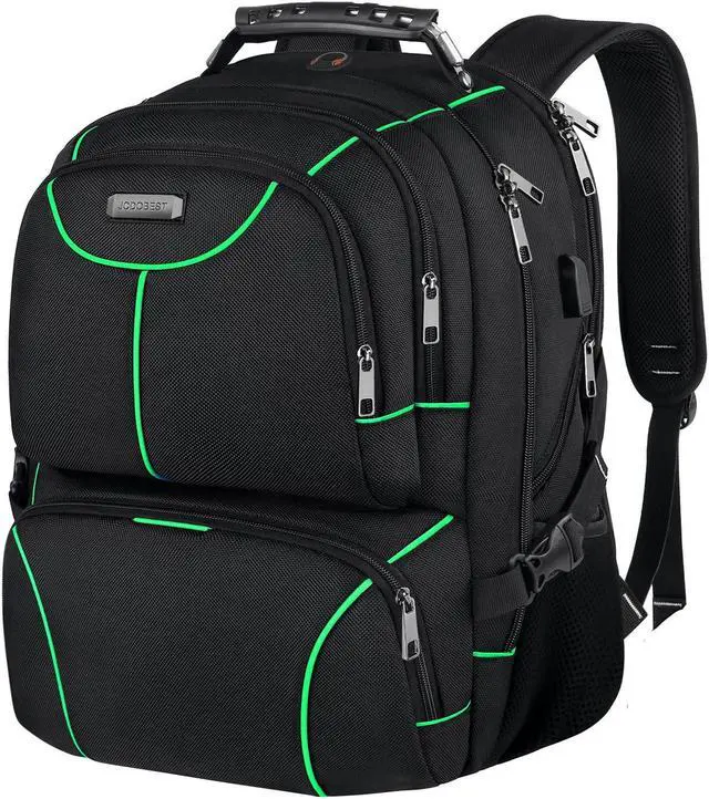 Main image of VECKUSON Laptop Backpack, 15.6 Inches, Green, Unisex, Waterproof, USB Charging Port, Insulated, TSA Approved, Anti-Theft, Durable Polyester Nylon Fabric