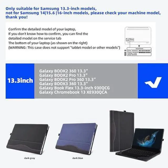 Alt view image 4 of 5 - VEVOOD Laptop Cover for Samsung Galaxy Book 2 360 |Book 2 Pro 360|Book 2 pro 360 | Book 3 360|Chromebook 13 XE930QCA/Book Flex 13.3 NP930QCG PU Detachable Case (13.3inch, Blue)