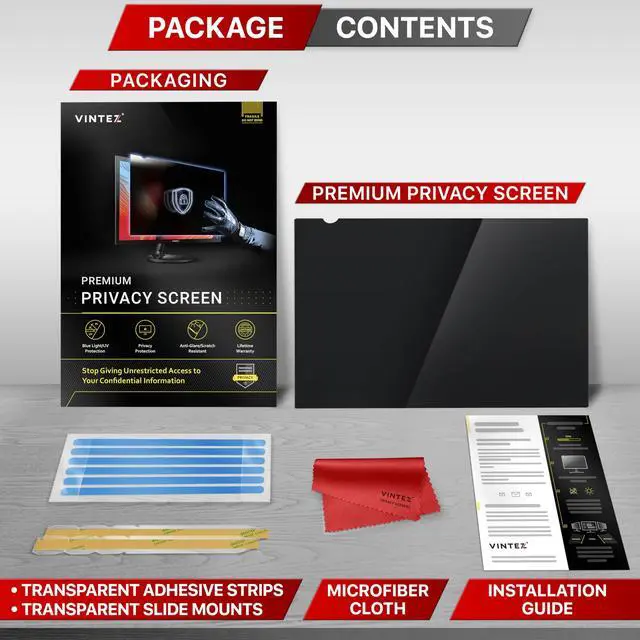 Alt view image 4 of 5 - VINTEZ [1 Pack] 24 Inch 16:9 & [1 Pack] 22 Inch 16:9 Computer Privacy Screen Filters for Widescreen Monitors - Anti-Glare - Anti-Scratch Protector- Desktop Privacy Screen Bundle