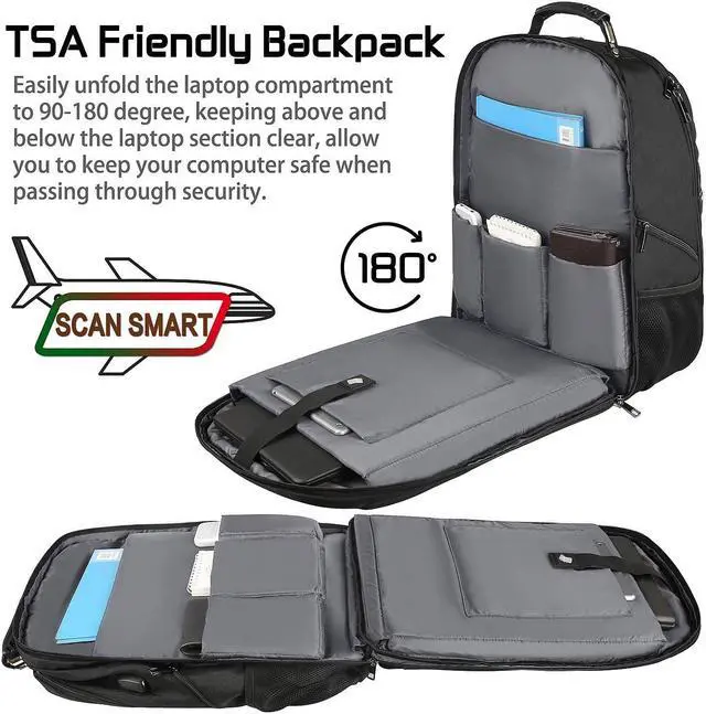 Alt view image 4 of 5 - 18.4 Laptop Backpack for Men, 55L-60L Extra Large Gaming Laptops Backpack with USB Charger Port, TSA Friendly Flight Approved RFID Anti-theft Pocket, Water Resistant Suiltable for Travel Business Work
