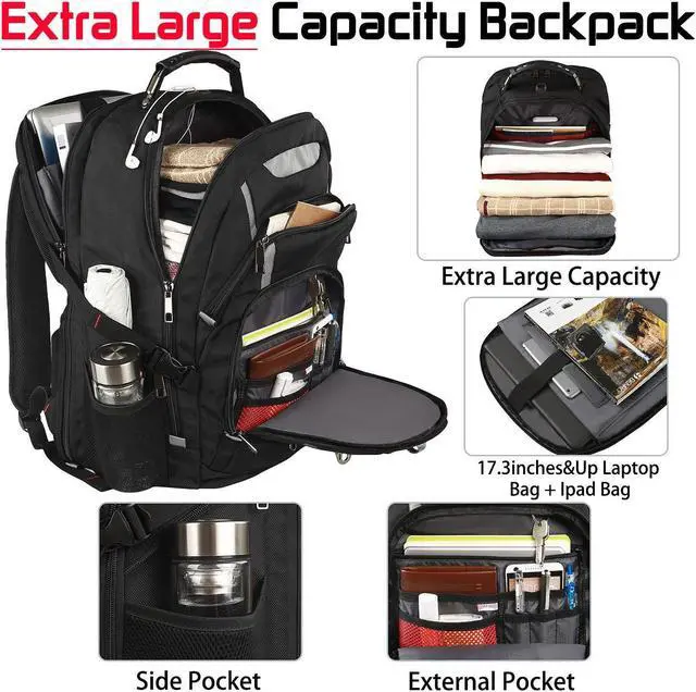 Alt view image 2 of 5 - 18.4 Laptop Backpack for Men, 55L-60L Extra Large Gaming Laptops Backpack with USB Charger Port, TSA Friendly Flight Approved RFID Anti-theft Pocket, Water Resistant Suiltable for Travel Business Work