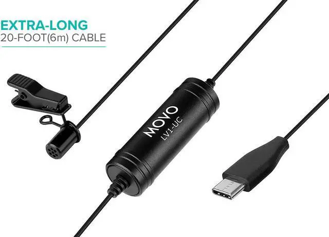 Alt view image 5 of 5 - Movo LV1-UC Digital Lavalier Omnidirectional Clip-on Microphone with USB Type-C Connector Compatible with iPad Pro, Samsung Galaxy, LG, HTC Google Pixel, Google Nexus, & Other USB-C Type Smartphones