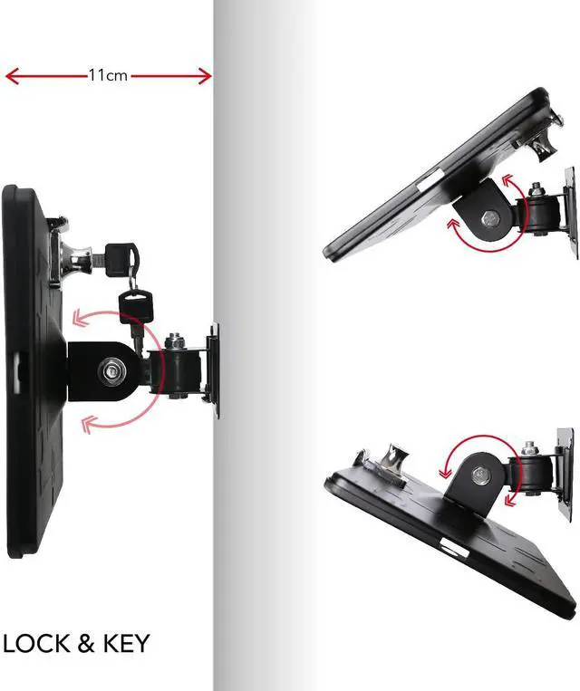 Alt view image 3 of 5 - WeSTRUGGLE On Wall Mount Bracket for iPad 9.7" (6th, 5th Gen, Air 1 & 2, Pro), Anti-Theft Lock, Rotate Design, Multi-Angle, Metal (Black)