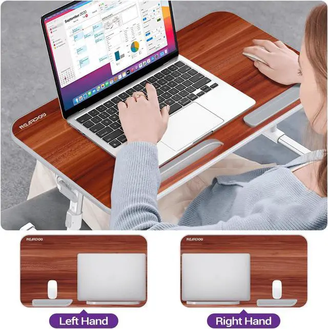 Alt view image 2 of 5 - Laptop Bed Table, NEARPOW Adjustable Laptop Bed Tray for Computer and Laptop Bed Stand, Laptop Desk for Bed, Lap Desk for Adults for Eating and Reading Holder in Shcool, Sofa and Couch, Brown