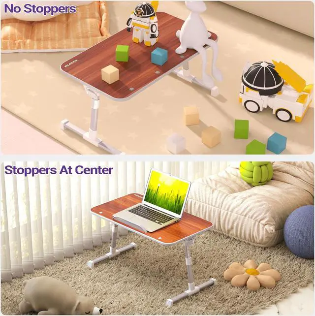 Alt view image 3 of 5 - Laptop Bed Table, NEARPOW Adjustable Laptop Bed Tray for Computer and Laptop Bed Stand, Laptop Desk for Bed, Lap Desk for Adults for Eating and Reading Holder in Shcool, Sofa and Couch, Brown