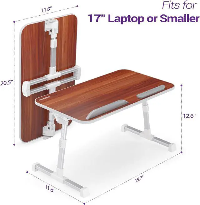 Alt view image 5 of 5 - Laptop Bed Table, NEARPOW Adjustable Laptop Bed Tray for Computer and Laptop Bed Stand, Laptop Desk for Bed, Lap Desk for Adults for Eating and Reading Holder in Shcool, Sofa and Couch, Brown