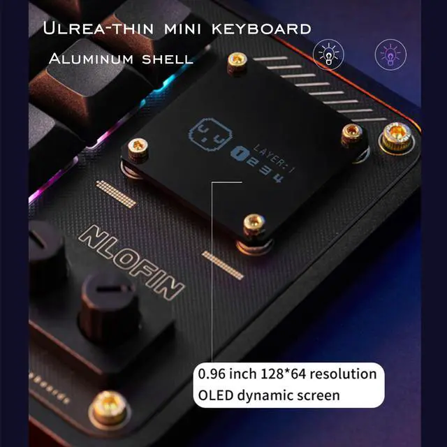 Alt view image 5 of 5 - NLOFIN Double Knob Custom Macro Pad Programmable Designer Mini Keyboard 16 Keys with Screen (Grey,KB16)