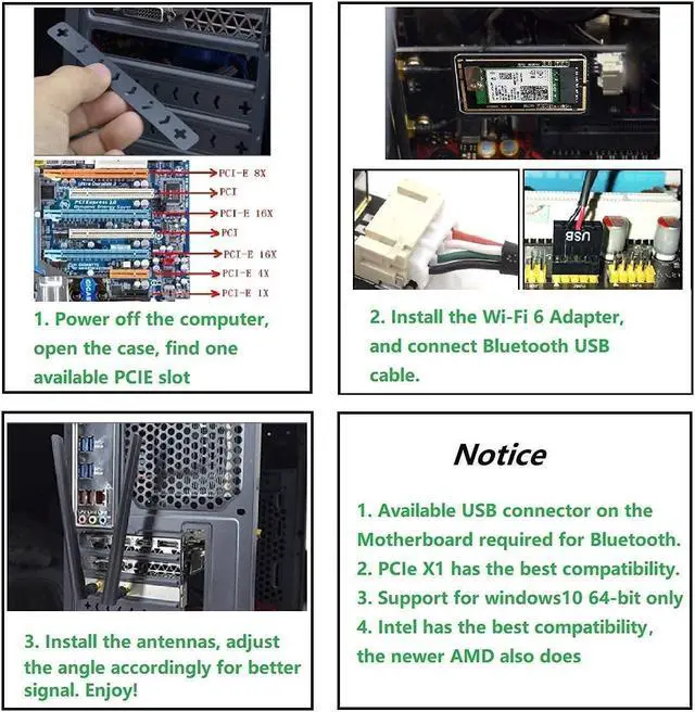 Alt view image 5 of 5 - WiFi 6 PCIE Card and Intel AX200 M.2 WiFi Card for Desktop and Laptop