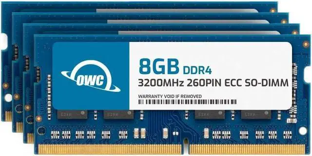 Main image of OWC 32GB (4x8GB) DDR4 3200MHz PC4-25600 CL22 1RX8 ECC Unbuffered SODIMM 1.2V 260-pin Memory RAM