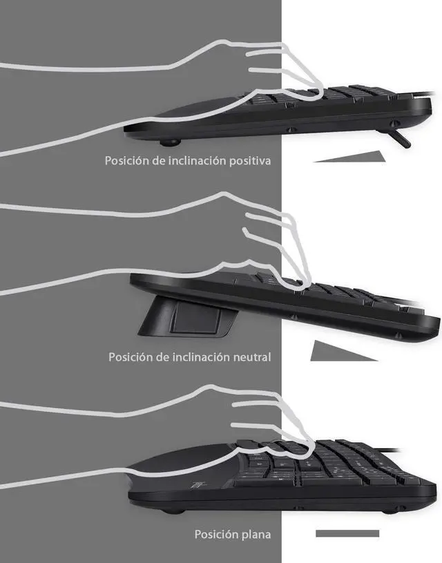 Alt view image 2 of 5 - Perixx PERIDUO-505ES - Combo Teclado y Ratón ergonómico con Disposición de Teclas Dividida - Reposamuñecas Ajustable - QWERTY Español