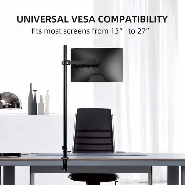 Alt view image 4 of 5 - Pholiten Extra Tall Single Monitor Desk Mount Stand with 47 inch Pole for 13 to 27 inch Screens,Fully Adjustable Monitor Arm Mount for Desk, Holds up to 22lbs