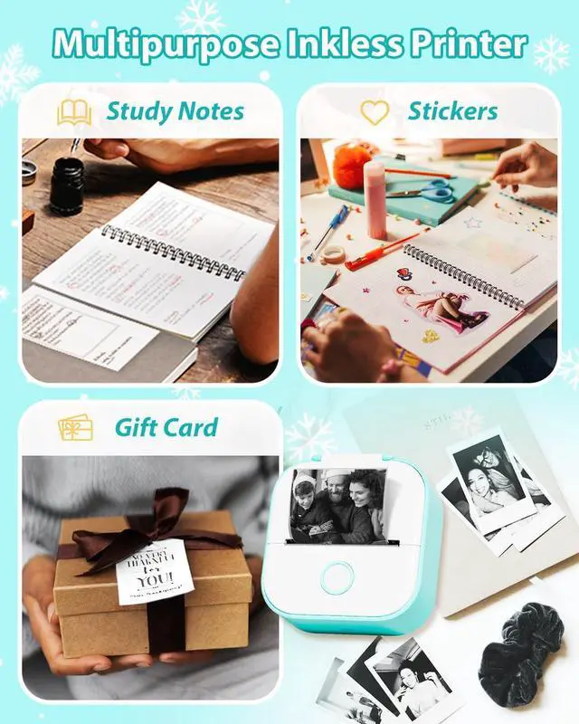 Alt view image 5 of 5 - Phomemo T02 Mini Printer - Inkless Thermal Pocket Printer for Study Notes, Stickers, Photos, DIY Printing - Bluetooth - White - A6 Paper Size