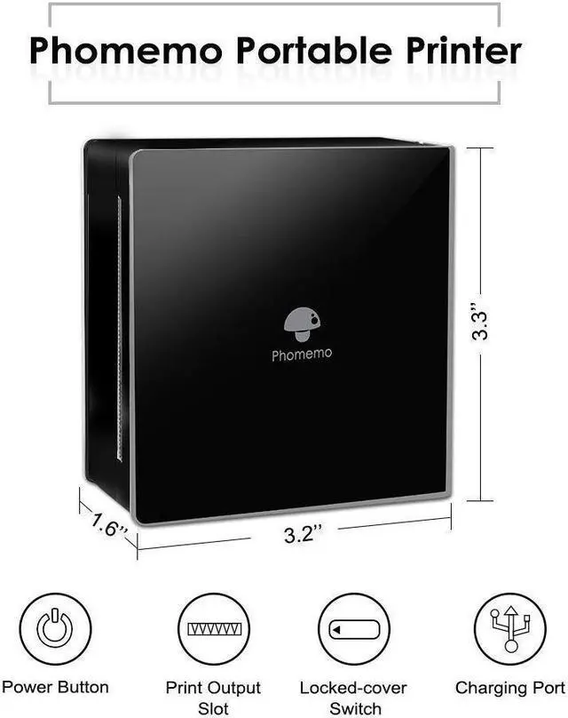Alt view image 3 of 5 - Phomemo M02 Mini Printer- Bluetooth Thermal Photo Printer with 3 Rolls Colorful Sticker Paper, Compatible with iOS + Android for Plan Journal, Study Notes, Art Creation, Work, Gift