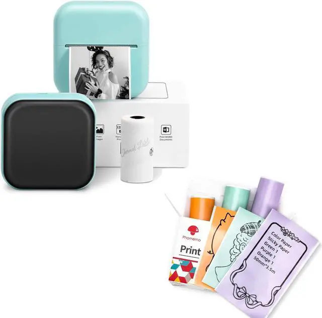 Main image of Phomemo Mini Pocket Printer- with 3 Rolls Paper M02X Inkless Printer Blutooth Thermal Portable Sticker Printer for Study, DIY Scrapbook, Photos, Green