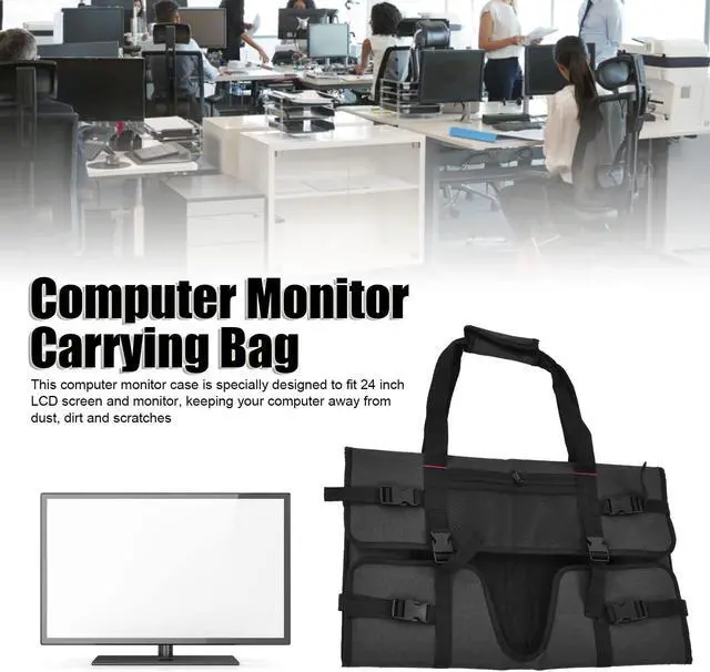 Alt view image 2 of 5 - Travel Carrying Bag for 24" LCD Screens and Monitors , With Padded charpie Lining , Protective Monitor Travel Case Compatible With 24in Accessories , Computer Monitor Carrying Bag Case 24 Inch Portab