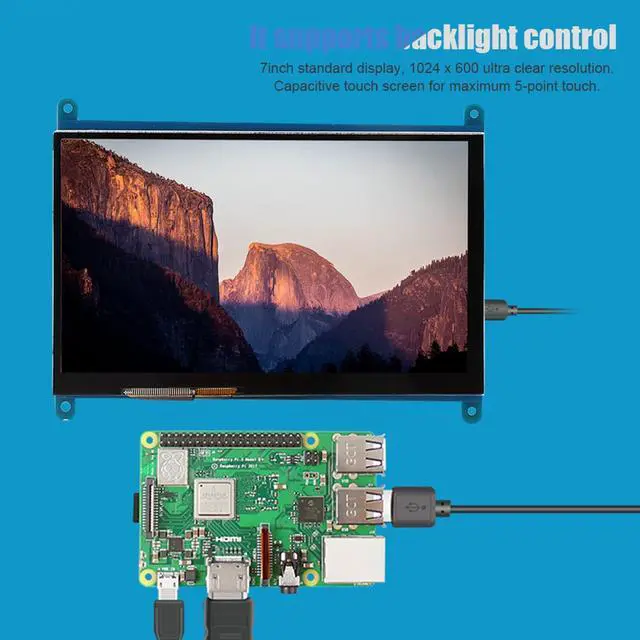 Alt view image 3 of 5 - plplaaoo LCD HDMI 1024x600 Ultra HD Display Screen Capacitive Touch Screen, 7-Inch Capacitive Touch Screen, Screen Display HDMI Monitor System Support for Raspberry Pi, Display Screen Capacitive T