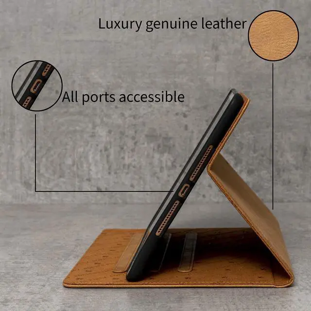 Alt view image 4 of 5 - Porter Riley - Leather Case for iPad Mini 5 & iPad Mini 4 (7.9"). Premium Genuine Leather Stand/Cover/Flip Case (Tan)