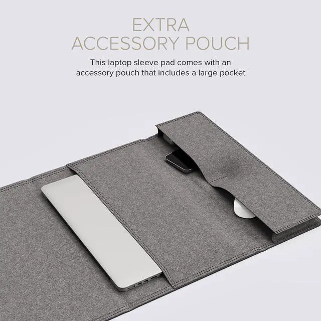 Alt view image 3 of 5 - Hands 8. 4-in-1 Protective Magnetic Laptop Sleeve Pad with Mouse Mat & Accessory Pouch (Vintage Ebony Blue, 13"-14")