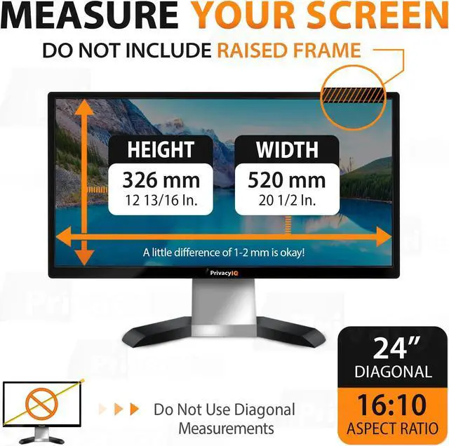 Alt view image 2 of 5 - Privacy IQ (16:10) 24" Inch Monitor Privacy Screen-Filter for 60 Degree Privacy, Advanced Anti-Glare, UV Light Reduction & Blue Light Filter (12.75 Inches Tall)