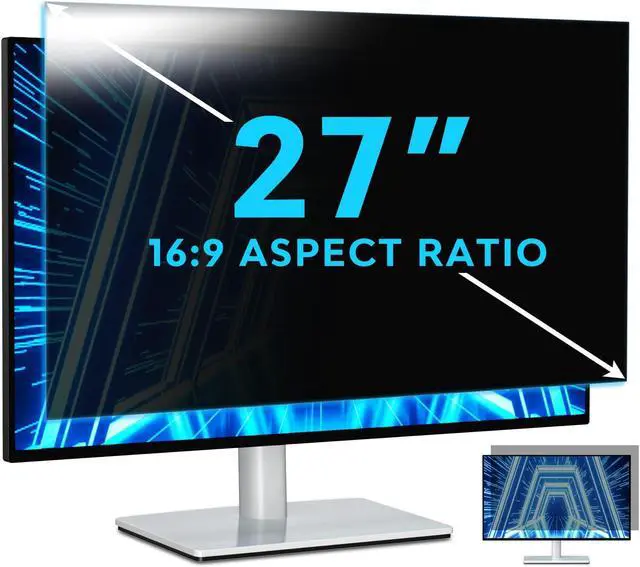 Main image of PYS 27 Inch Privacy Screen for 16:9 Widescreen Computer Monitor - Easy Removable Screen Filter Shield - Anti Glare & Blue Light - Anti Scratch Protector Film for Data Security
