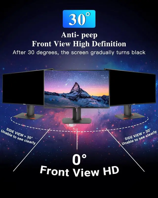 Alt view image 5 of 5 - PYS 27 Inch Privacy Screen for 16:9 Widescreen Computer Monitor - Easy Removable Screen Filter Shield - Anti Glare & Blue Light - Anti Scratch Protector Film for Data Security