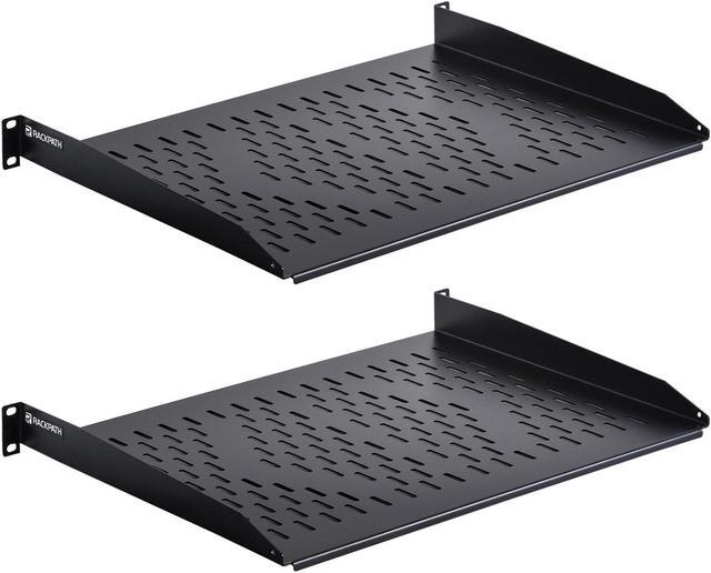 Main image of RackPath 1U Cantilever Universal Rack Shelf - 14in Deep  Rackmount Shelf for 19 AV/Network Equipment Racks  55lbs Capacity - 2Pack