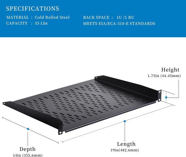 Alt view image 2 of 5 - RackPath 1U Cantilever Universal Rack Shelf - 14in Deep  Rackmount Shelf for 19 AV/Network Equipment Racks  55lbs Capacity - 2Pack