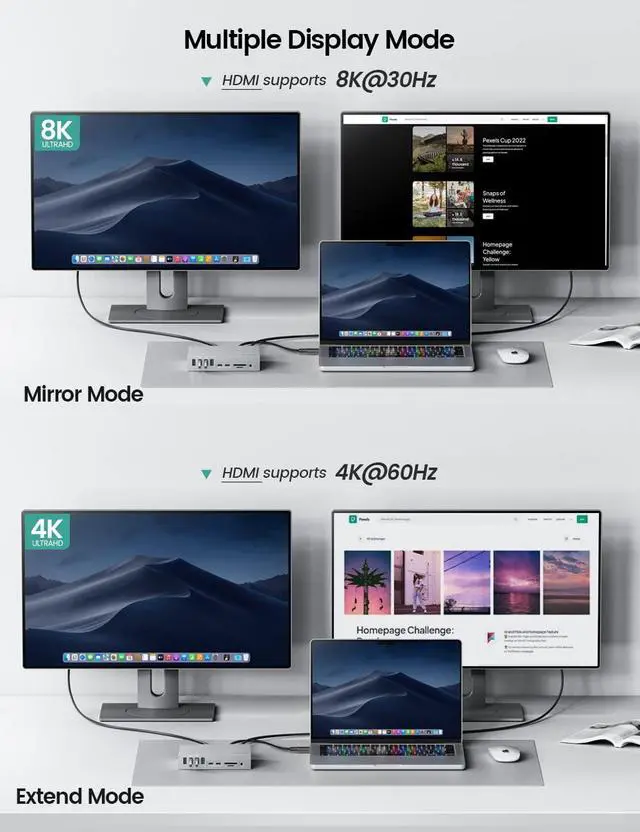 Alt view image 5 of 5 - Yottamaster USB 4 Dock Compatible with Thunderbolt 3/4, 15 in 1 USB C Docking Station Dual Monitor for Laptop, DisplayPort, 60W Laptop Charging, S/PDIF, Audio, 6 USB, Gigabit Ethernet, SD/TF - Sliver