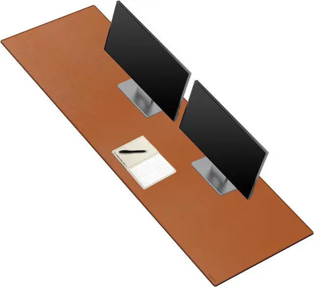 Main image of ZORESYN PU Leather Desk Mat Waterproof Anti-Oil Dining Table mat - 66.9" x 19.7" - Non-Slip Mouse Pad,Large Desk Pad with Suede Base,Stitched Edges Computer Desk Mat for Gamer,Office & Home | Brown