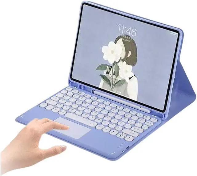 Main image of AnMengXinLing Galaxy Tab S8/ S7 Case with Touchpad, Detachable Bluetooth Keyboard Leather Folio Cover for Galaxy Tab S8/ S7 11-inch SM-X700/ X706/ T870/ T875/ T876 Tablet, Purple