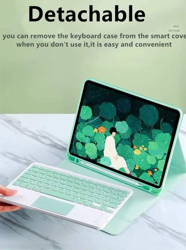 Alt view image 2 of 5 - AnMengXinLing Lovely Keyboard Case for iPad 9th/8th/7th Generation with Mouse,Case for iPad 10.2 inch with Pencil Holder and Deatachable Keyboard Mouse, Yellow