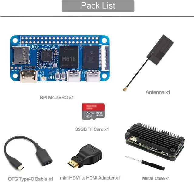 Alt view image 2 of 5 - Banana Pi BPI M4 Zero Allwinner H618 Linux Single Board Computer, Wireless Dual-Band Development Board, LPDDR4 2GB RAM 8GB eMMC, ARM Mali G31 GPU for IoT Programming, Support Debian Ubuntu (Bundle2)