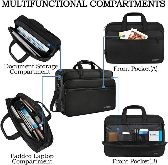 Alt view image 2 of 5 - Ytonet Gaming Laptop Briefcase 18 Inch, Expandable Extra Large Case for Computer, Water Resistant Bag for Men With Luggage Strap, Work Travel Carrying Case, Black