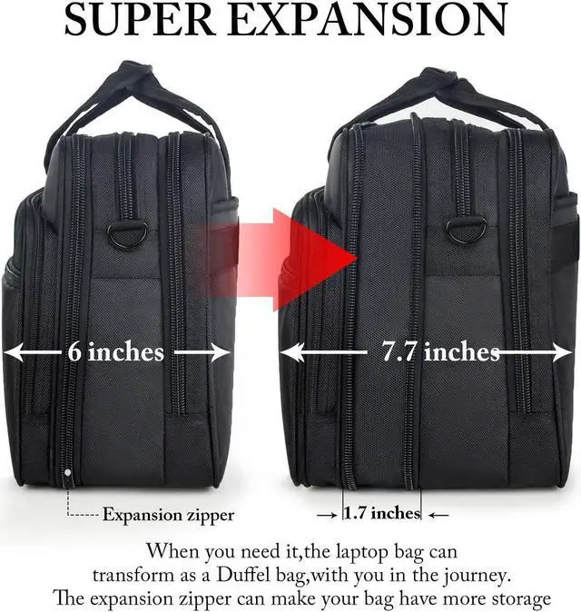 Alt view image 3 of 5 - Ytonet Gaming Laptop Briefcase 18 Inch, Expandable Extra Large Case for Computer, Water Resistant Bag for Men With Luggage Strap, Work Travel Carrying Case, Black