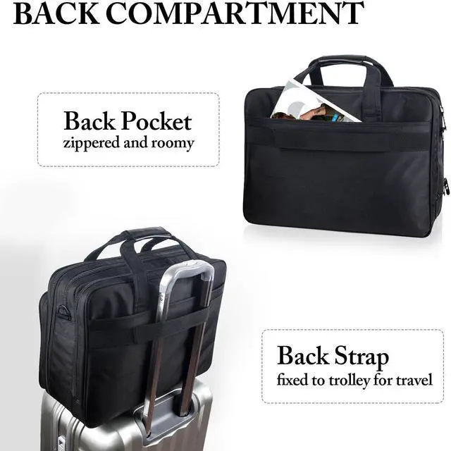 Alt view image 4 of 5 - Ytonet Gaming Laptop Briefcase 18 Inch, Expandable Extra Large Case for Computer, Water Resistant Bag for Men With Luggage Strap, Work Travel Carrying Case, Black